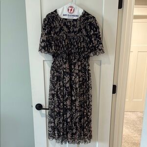 Pink Blush Maternity Black Floral Midi Dress